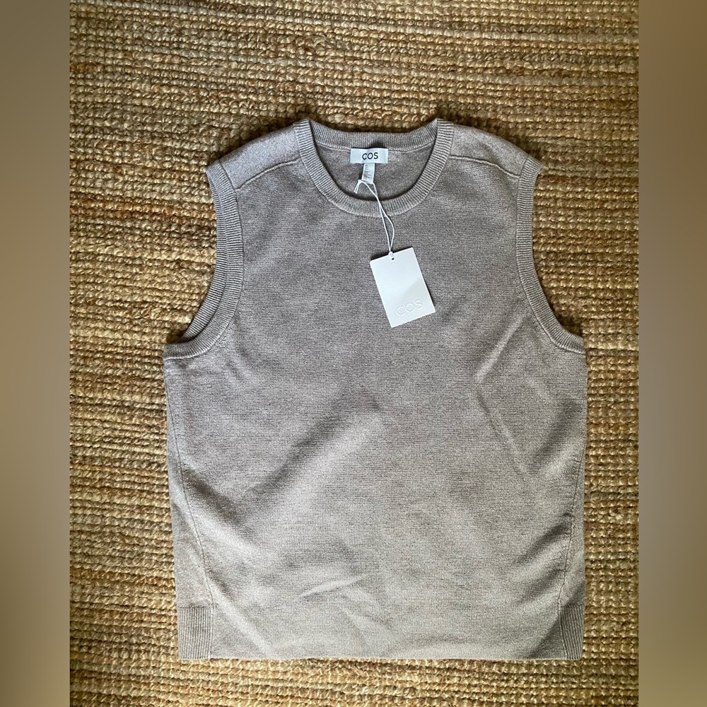 Oatmeal men’s cotton crewneck pullover knit vest SZ Large